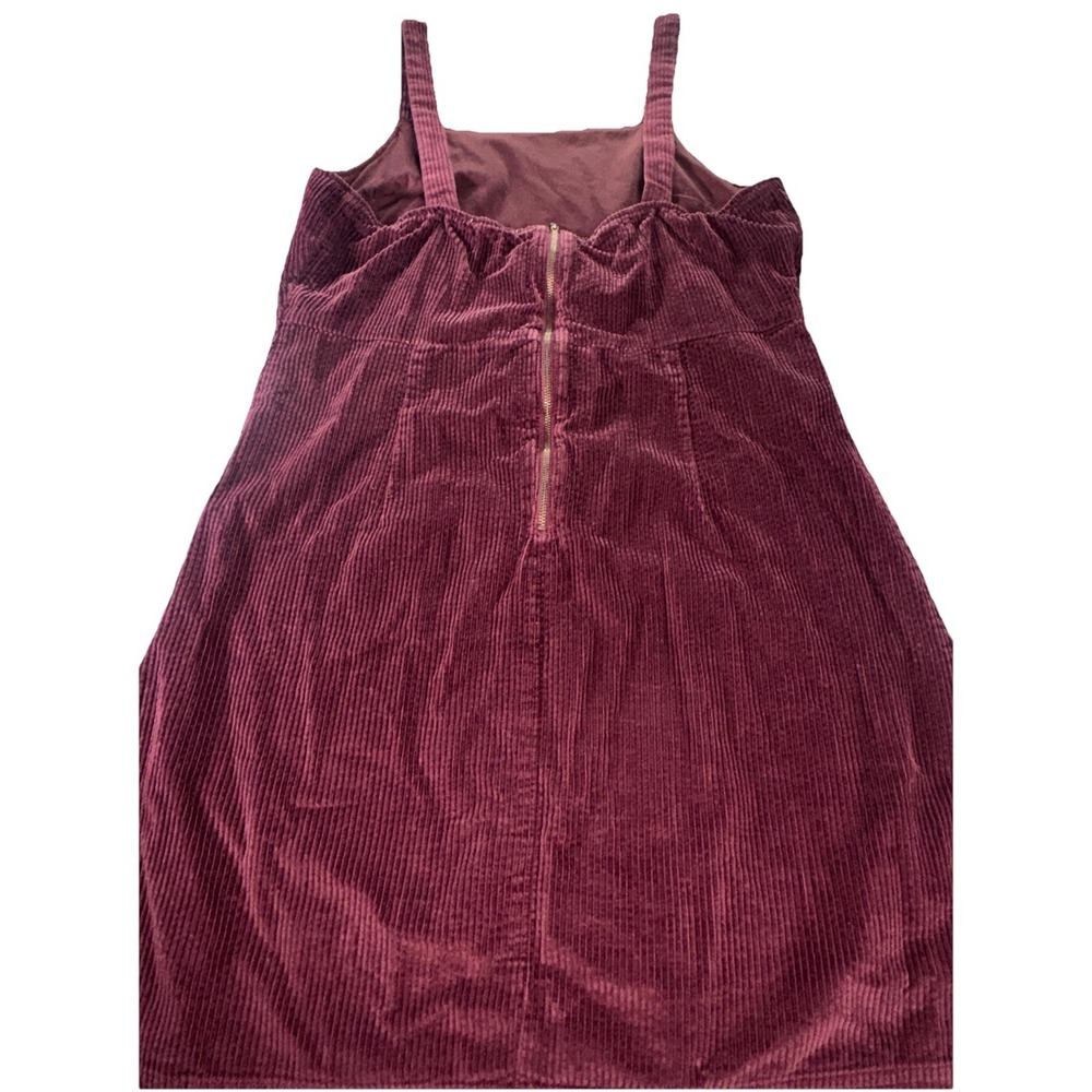 American Eagle Size Medium Corduroy Skirt Overall Dress Wine Adjustable Straps - Picture 15 of 16